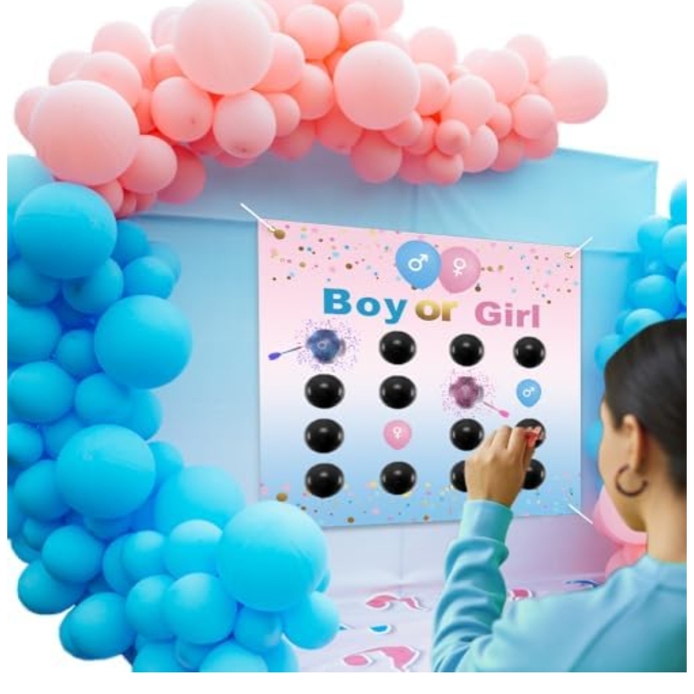 New Gender Reveal Party Game Backdrop With Balloons And Confetti - Picture 4 of 5